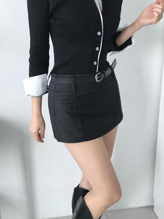 Front Slit Mini Skirt Pants