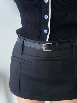 Front Slit Mini Skirt Pants