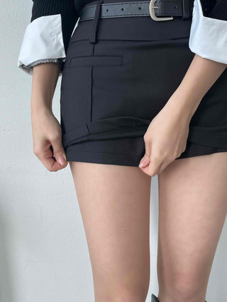 Front Slit Mini Skirt Pants