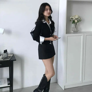 Front Slit Mini Skirt Pants