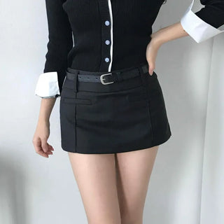 Front Slit Mini Skirt Pants