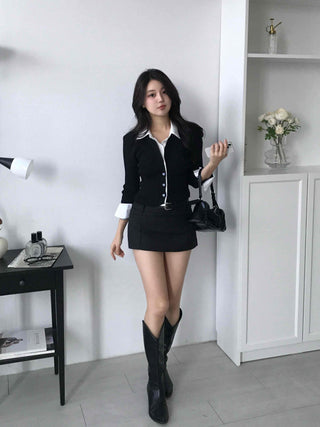 Front Slit Mini Skirt Pants