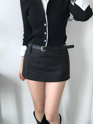 Front Slit Mini Skirt Pants