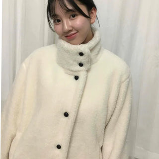 High-neck Cozy Fleece Half Coat
