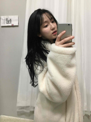 High-neck Cozy Fleece Half Coat