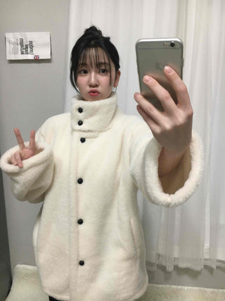 High-neck Cozy Fleece Half Coat