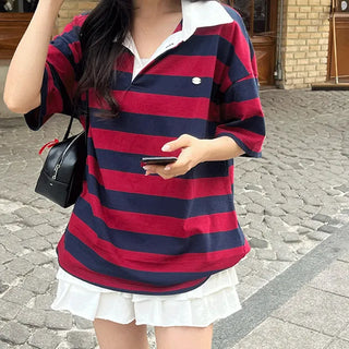 Kumi Loose Fit Striped Short Sleeve
