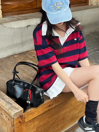 Kumi Loose Fit Striped Short Sleeve