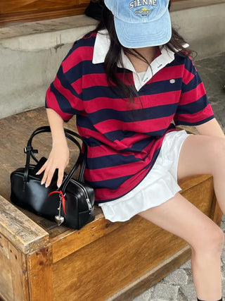 Kumi Loose Fit Striped Short Sleeve