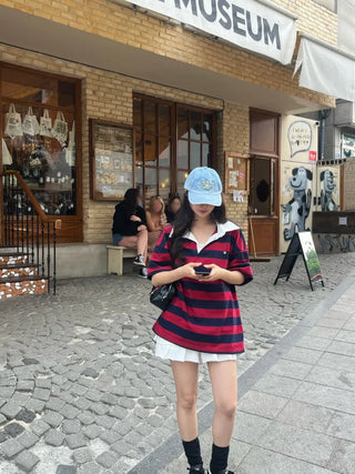 Kumi Loose Fit Striped Short Sleeve