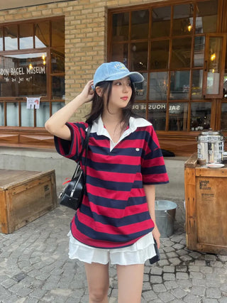 Kumi Loose Fit Striped Short Sleeve