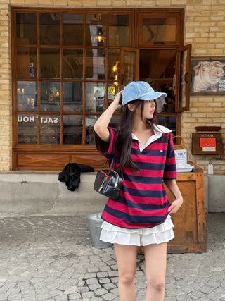 Kumi Loose Fit Striped Short Sleeve
