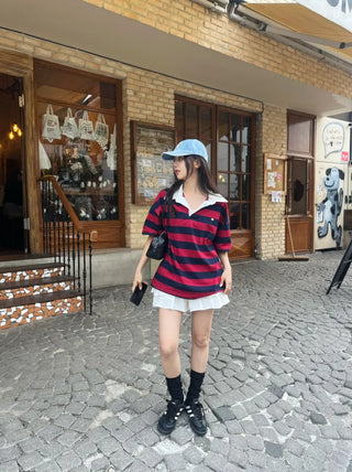 Kumi Loose Fit Striped Short Sleeve
