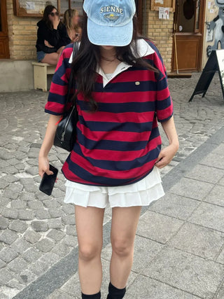 Kumi Loose Fit Striped Short Sleeve