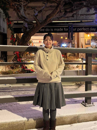 Autumn Wool Pleated Midi Skirt