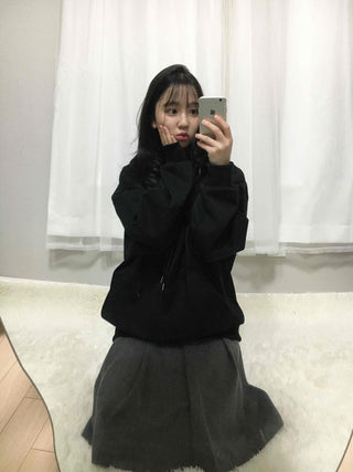 Autumn Wool Pleated Midi Skirt