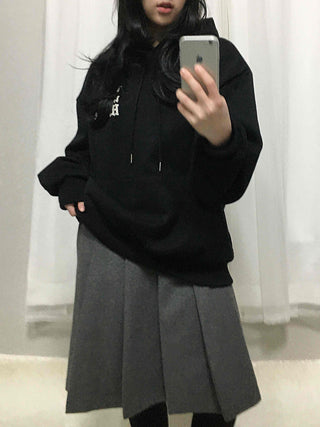 Autumn Wool Pleated Midi Skirt