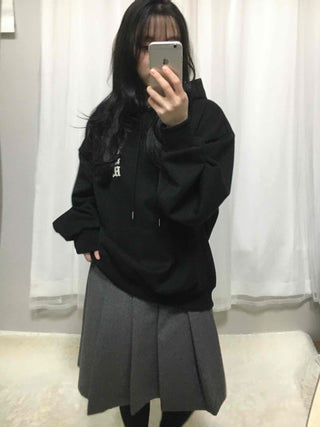 Autumn Wool Pleated Midi Skirt