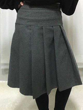 Autumn Wool Pleated Midi Skirt