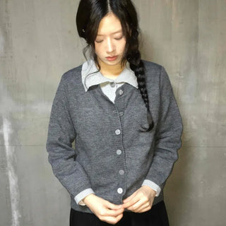 Preppy double-layered knit cardigan