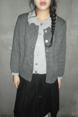 Preppy double-layered knit cardigan