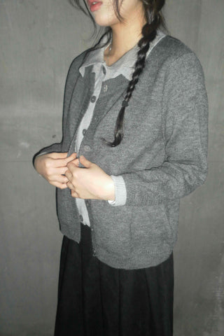 Preppy double-layered knit cardigan