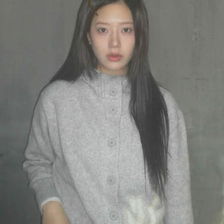 Hooded Button Knit Cardigan