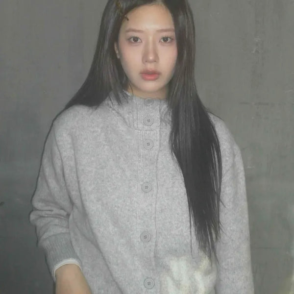 Hooded Button Knit Cardigan