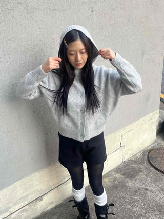 Hooded Button Knit Cardigan