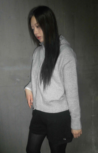 Hooded Button Knit Cardigan