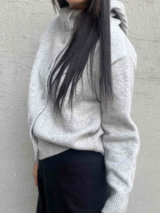 Hooded Button Knit Cardigan