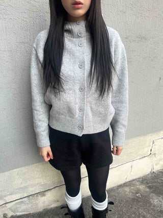 Hooded Button Knit Cardigan