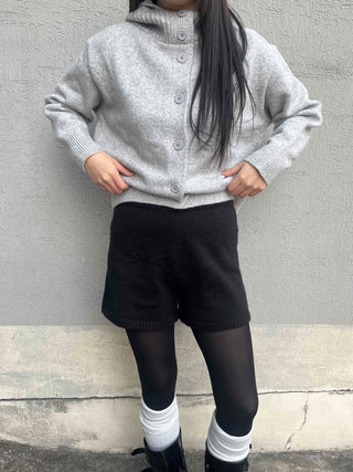 Hooded Button Knit Cardigan