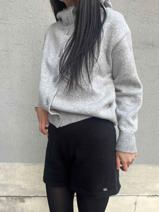 Hooded Button Knit Cardigan