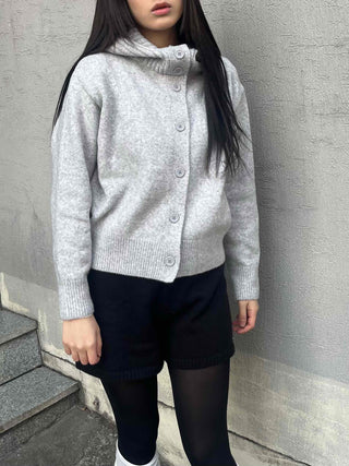 Hooded Button Knit Cardigan