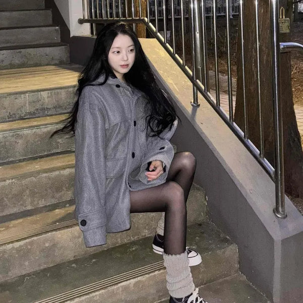 Simple Minimal Avant-Fit Hooded Oversized Boxy Coat