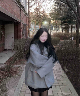 Simple Minimal Avant-Fit Hooded Oversized Boxy Coat