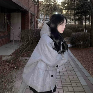 Simple Minimal Avant-Fit Hooded Oversized Boxy Coat