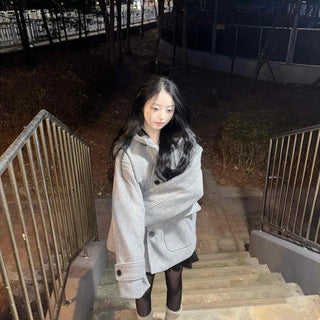 Simple Minimal Avant-Fit Hooded Oversized Boxy Coat