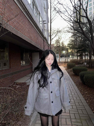 Simple Minimal Avant-Fit Hooded Oversized Boxy Coat