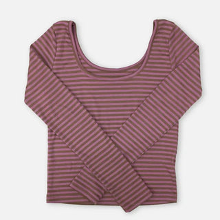 Karin Deep U-Neck Soft Striped T-Shirt