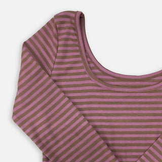 Karin Deep U-Neck Soft Striped T-Shirt