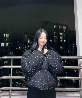 Small Polka Dot Pattern Balloon Fit Short Padded Jacket