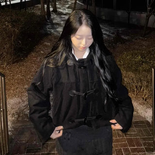 Casual Hooded Cropped Duffle Coat