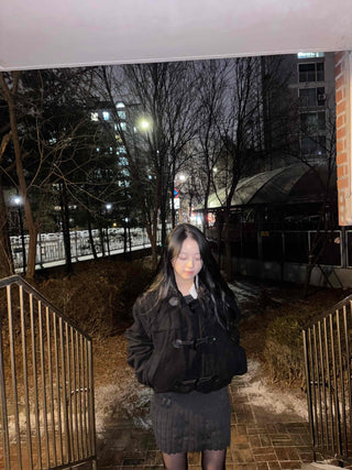 Casual Hooded Cropped Duffle Coat