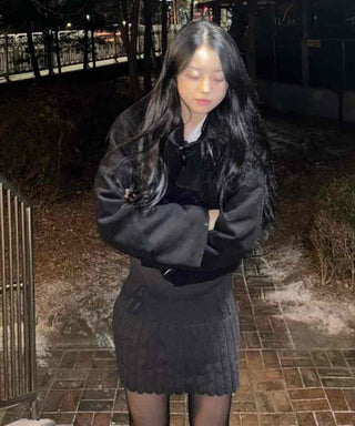 Casual Hooded Cropped Duffle Coat