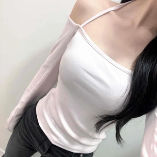 Balletcore Soft Halter Neck Slim Fit Long Sleeve T-shirt