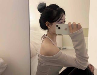 Balletcore Soft Halter Neck Slim Fit Long Sleeve T-shirt