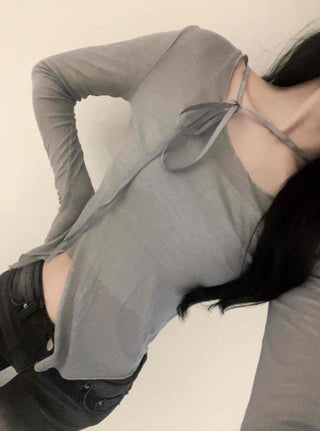 Soft Touch Slim Fit Boat Neck Slit Long Sleeve T-shirt