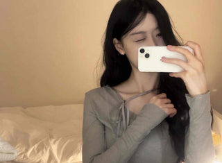 Soft Touch Slim Fit Boat Neck Slit Long Sleeve T-shirt